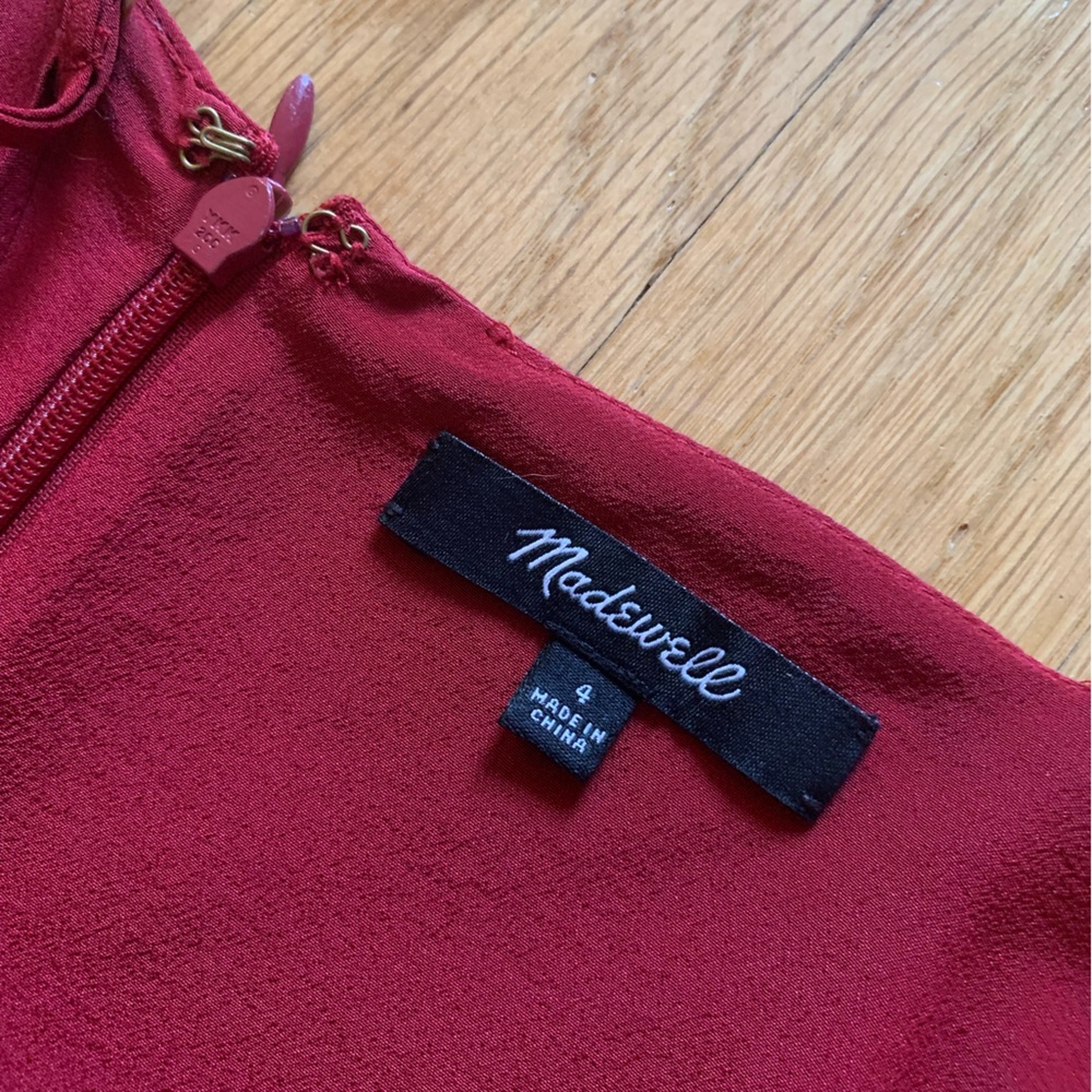 Madewell // Red Silk Eva Side-Slit Slip Dress - Picture 5 of 11